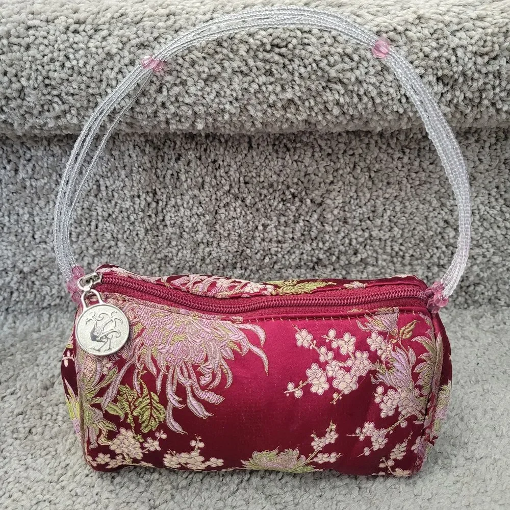 pyramid collection elegant berry brocade barrel handbag